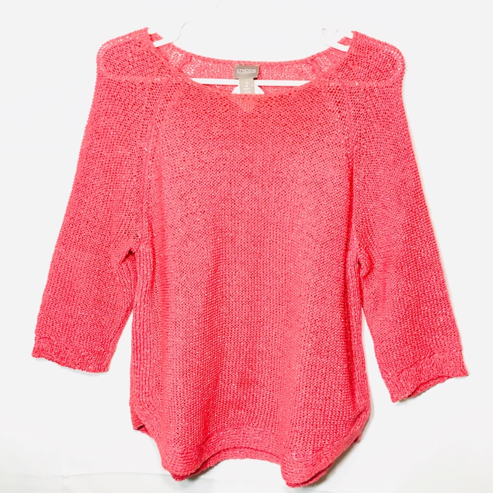 Chico’s coral knitted top Size 2 (L)